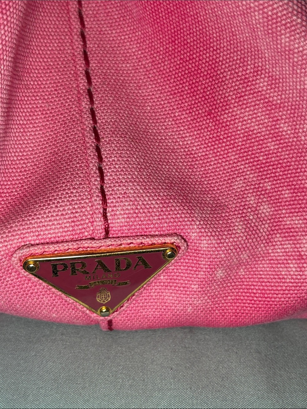 Prada Canapa Peonia Canvas Tote - Medium Handbag Pink BN2642 - Picture 6 of 16